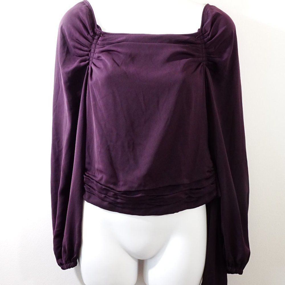 Ramy Brook Purple Bell Sleeve Cold Shoulder Top Sz S NWOT 298